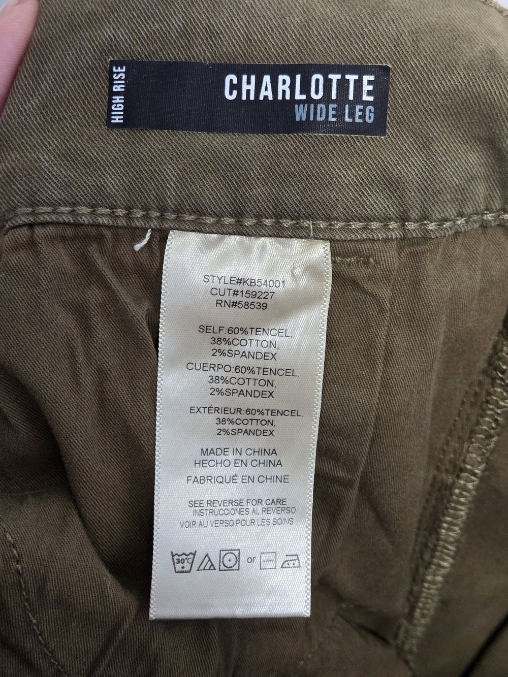 KUT from the Kloth Charlotte High Rise Wide Leg Pants Olive Green Size 12 - Picture 4 of 6